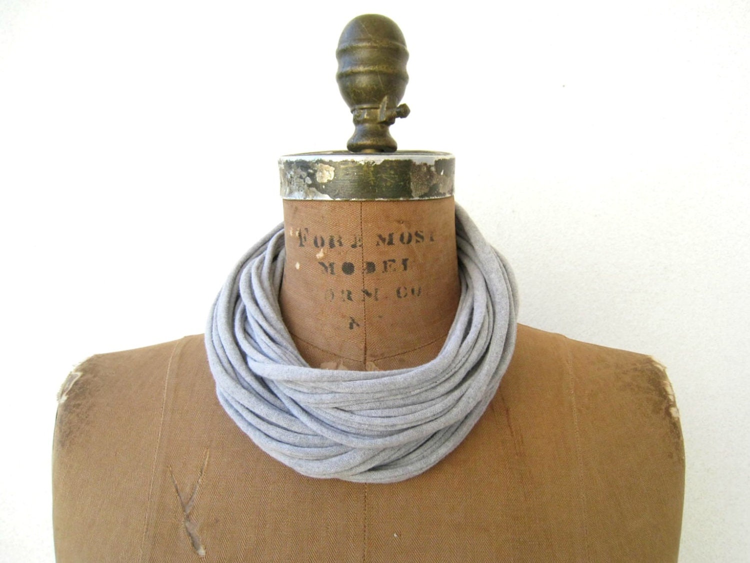 Heather Gray T Shirt Necklace / Upcycled / Recycled / Long Short Choker / Women / Cotton / Soft / Fashion / Fun / Gift for Her / ohzie