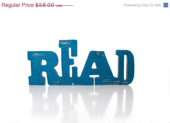 ON SALE Wooden hanging READ wall sign home decor