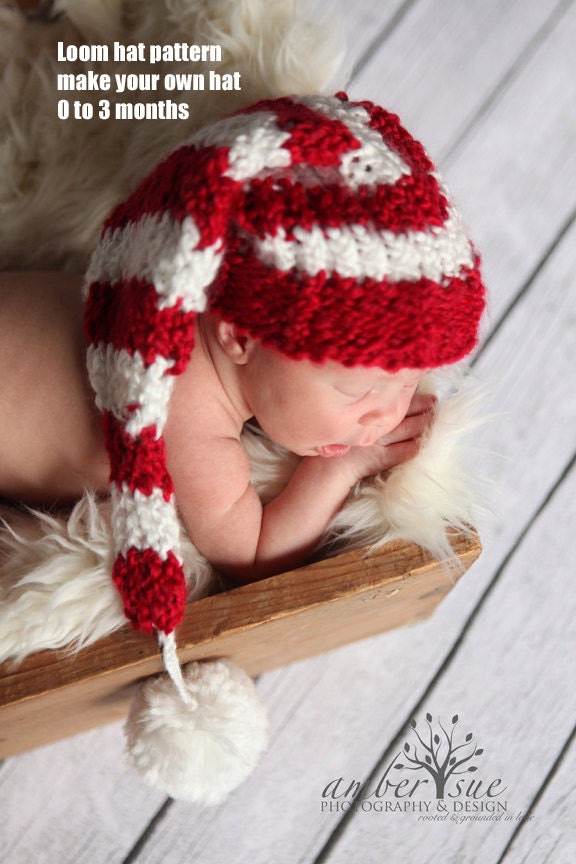 Striped baby elf hat loom pattern pdf 0 to 3 months