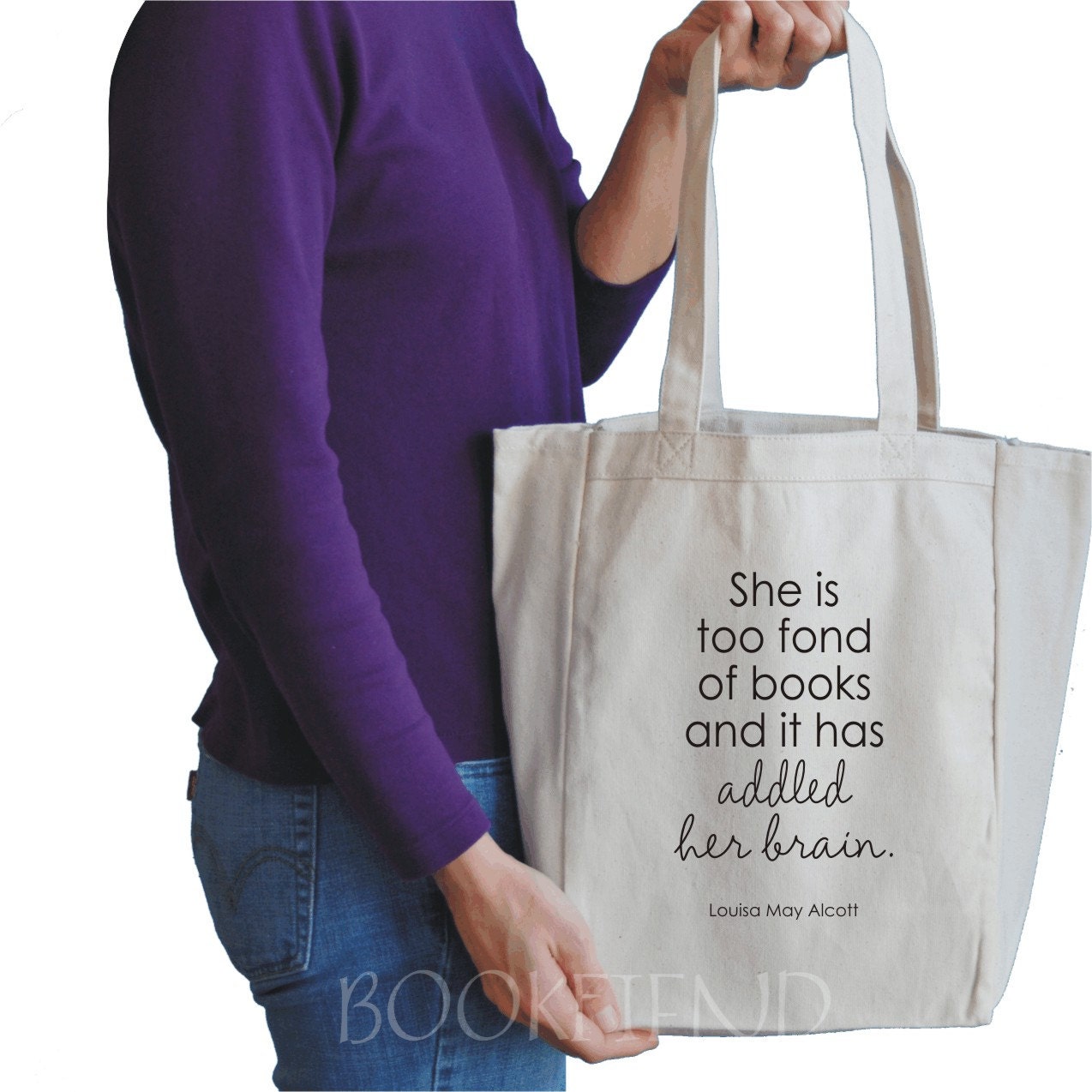 she is too fond of books canvas tote bag