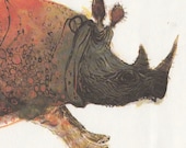 Nursery decor Rhinoceroses Brian Wildsmith illustration rhino wild animal jungle decor zoo decor animal decor