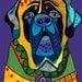 50% OFF SALE - Dog Art - English Mastiff Art - Dog Art Modern Poster of Painting - Unique Dogs Wall Decor - Pop Art - Wedding Gifts