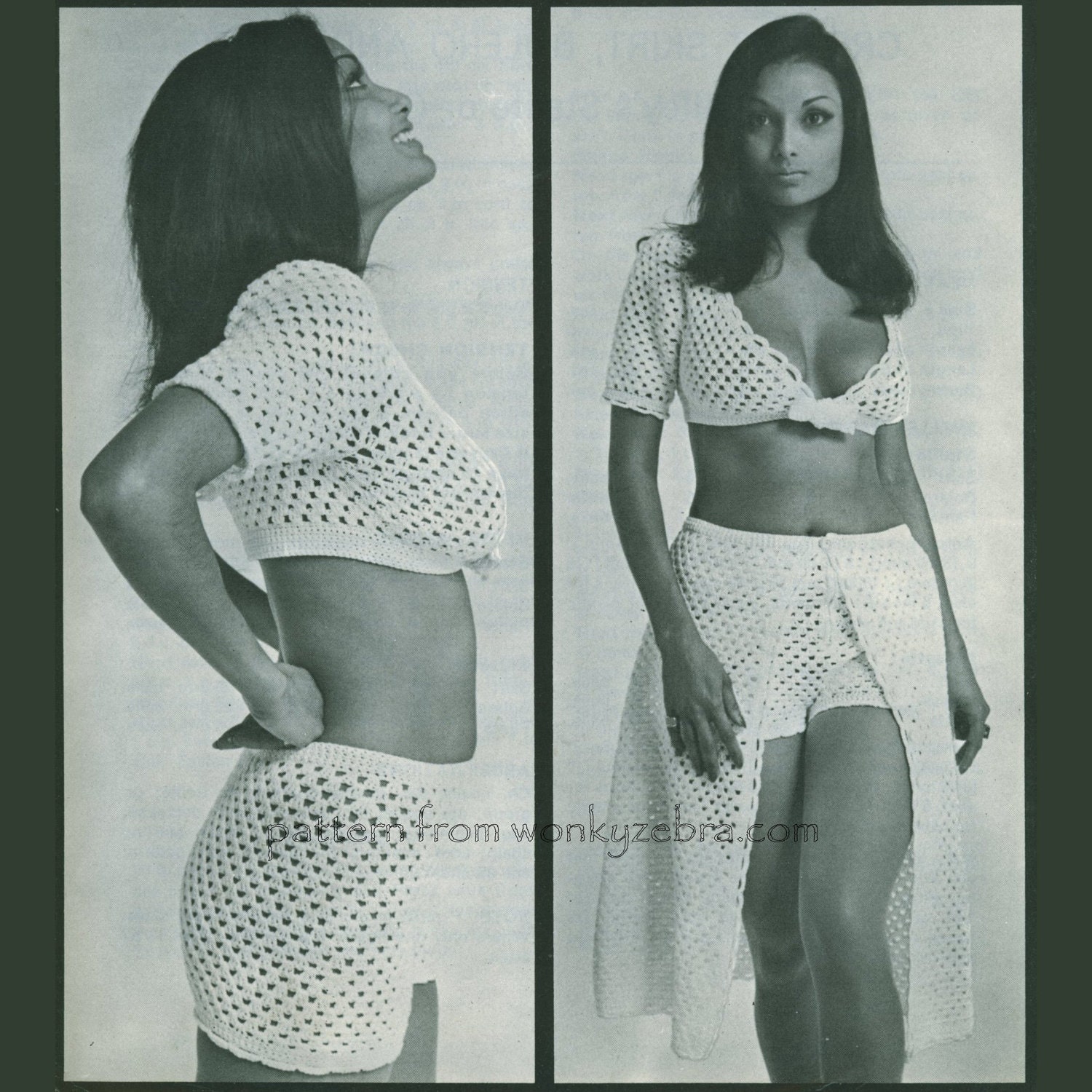 Vintage Crochet Pattern 016 HotPant Bikini PDF from WonkyZebra