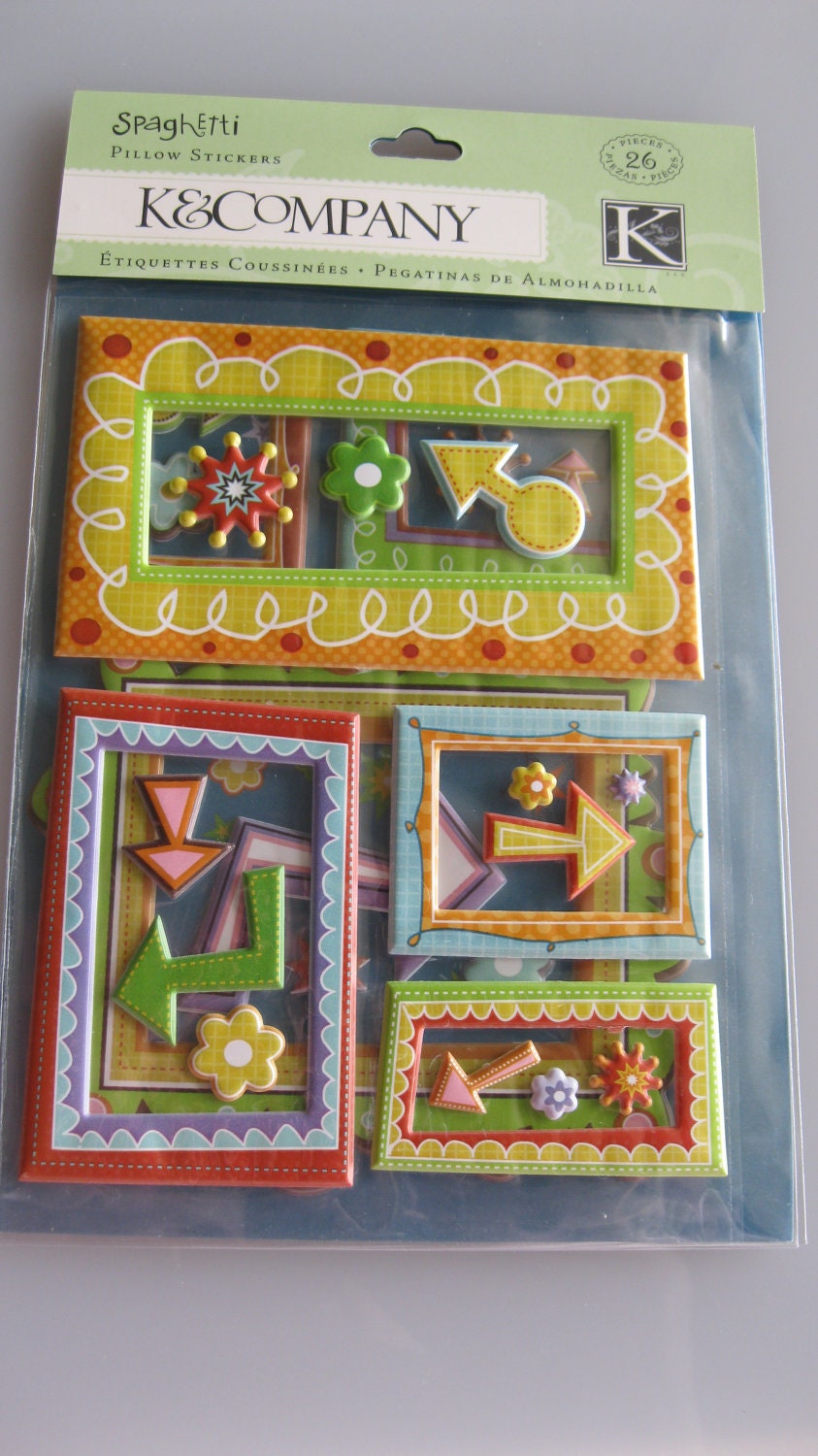 K&Company Spaghetti Pillow Stickers/ Squishy Arrow Stickers/Set of 2