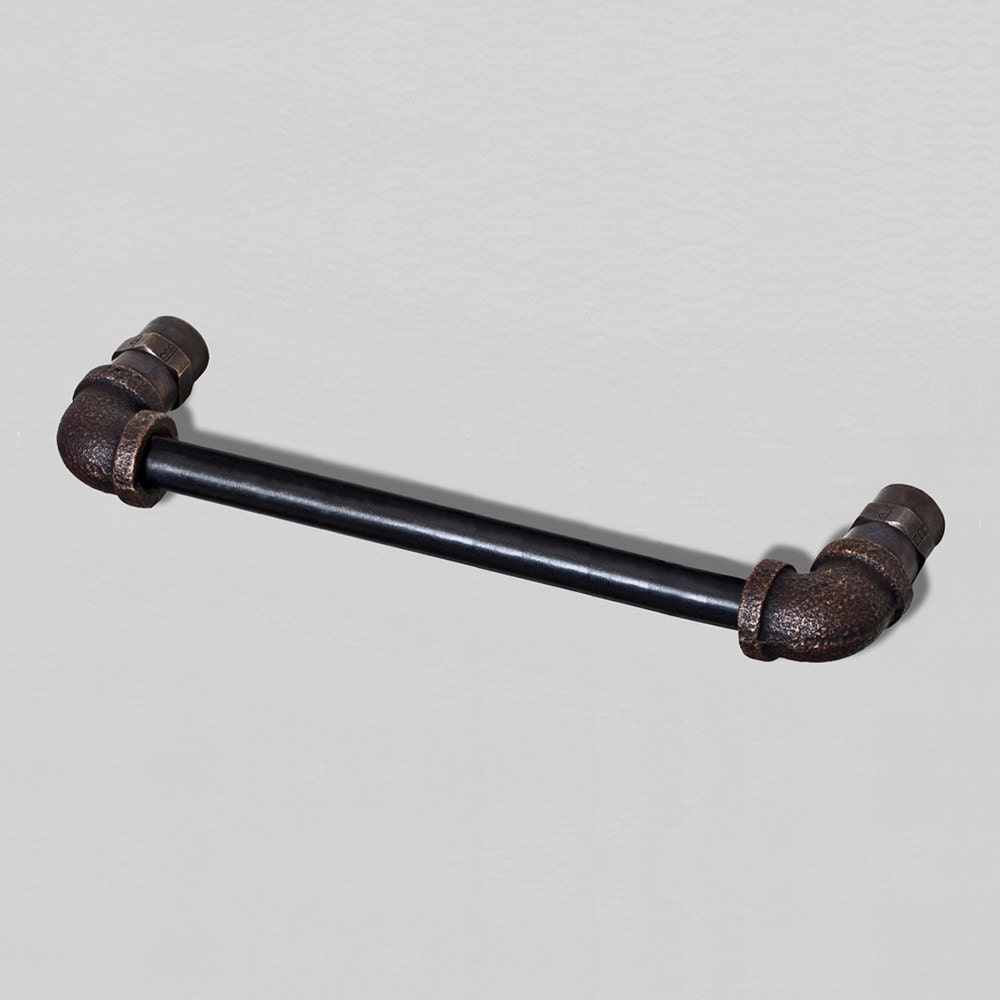 6 Inch Brass Drawer Cabinet Pull Knob Handle Hardware // Vintage Industrial Rustic Modern Solid Brass Drawer Pull in Antique Brass Patina