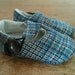 Baby Boy Shoes Light Blue Plaid Wool Loafers, Soft Sole Baby Booties