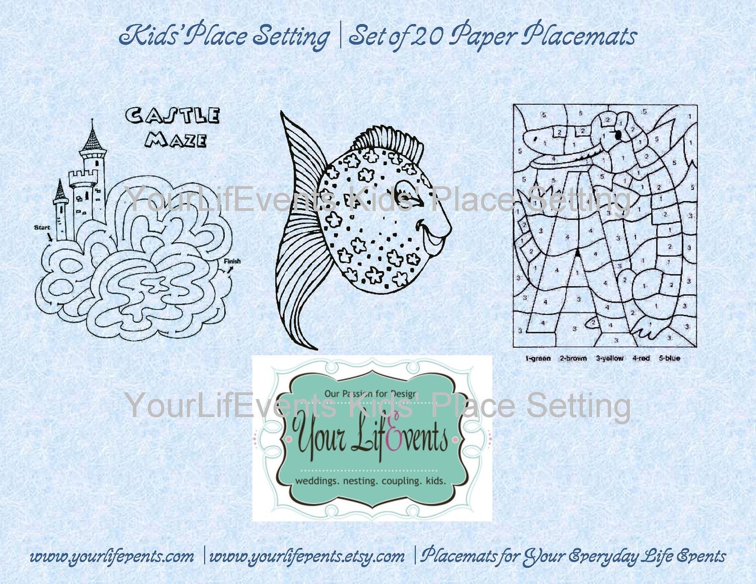 Kids' Printable Disposable Placemats / Instant Download Printable Placemats for Kids' Table Il_170x135