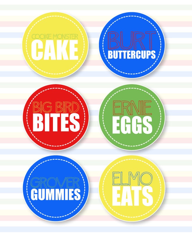 Sesame Street Inspired Party PRINTABLE Food Labels by Love The Day