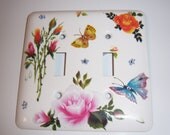 Colorful Roses steel double light switch cover