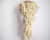 Cream knit scarf  soft velvet  Winter accessories  Fall Fashion  Holiday Accessories Spring Celebrations