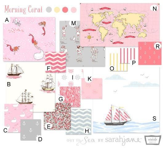 Custom Crib Bedding You Design-Bumper and Bedskirt Out to sea in pink