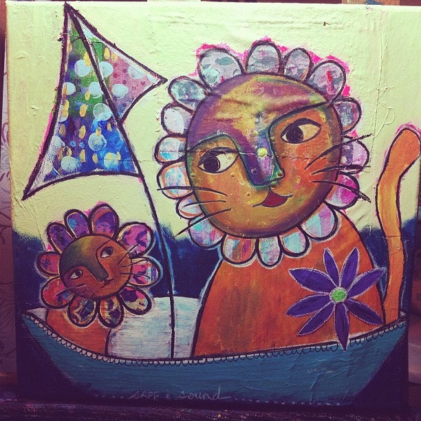 safe and sound original mixed media painting