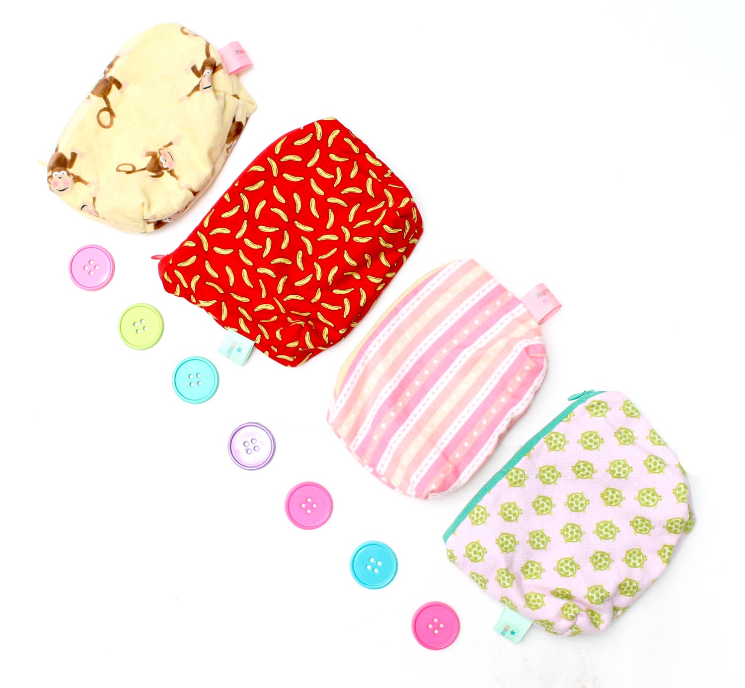 Zippered Pouch - Cute Bag , Kawaii Pencil Case , Print Make Up Pouch , Five Dollars