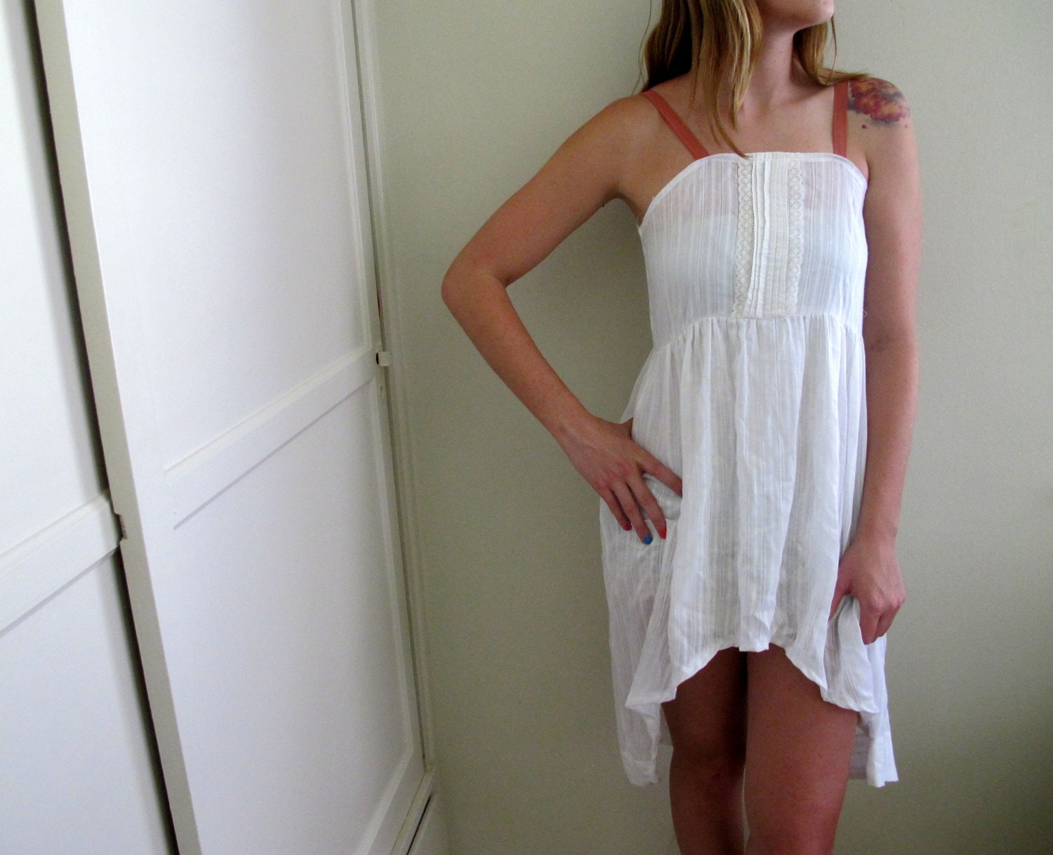 Hi Low Dress High Lo White Summer See Through Sundress Womens