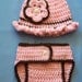 Crochet Baby Hat, Diaper Cover Set, Newborn Crochet Hat, Diaper Cover Set, Infant Diaper Set, Pink And Brown, Gift