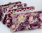 Purple Color Scheme - 8 inches Bridal and Bridesmaid's Silver Frame Clutch - Set of 4