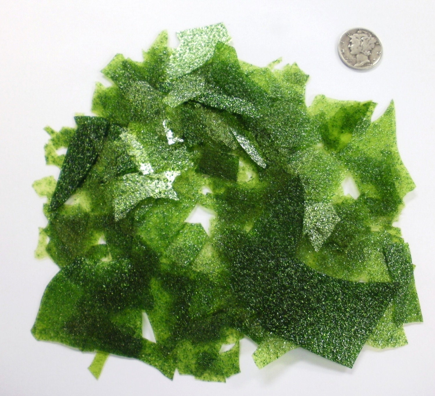 Bullseye Light Aventurine Green Sparkle Confetti Glass Chips for Fusing - missourijewel