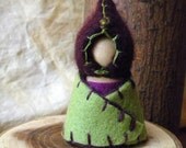Waldorf Peg Doll, Waldorf Gnome, Wool Peg Doll, Purple, eggplant, green, avocado, Girl Birthday