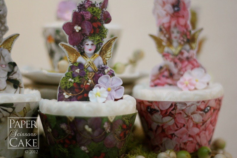 Flower Garden Fairies Printable Cupcake Topper And Wrapper Set- Simply Print, Cut, Assemble, Enjoy