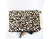 Leopard Organizer Case for 3 Ring Binder  - Brown, Black & Cream  - Back to School -  Ready to Ship - malibuquilts