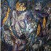 Original Impressionist Abstract Botanical Floral Landscape  Fine Art Mixed Media Print "Night Garden"
