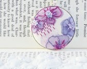 Hand Embroidered floral pendant,necklace, purple,pink,OOAK,hand painted,darned pretty collection