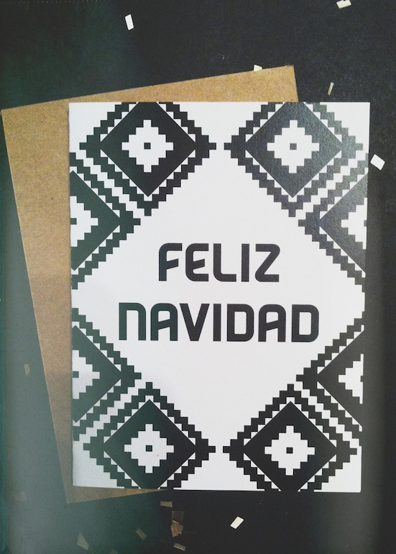 Graphic Feliz Navidad card-White and Black-A2/