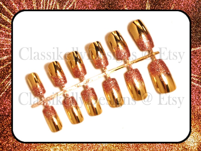 Pink Glitter and Gold Mirror Nail Set