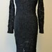 Gorgeous Vtg Black CROCHET LACE Overlay Evening Dress Gothic Wedding Gown M