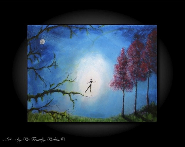 About To Leap - Canvas Original 19x13 Hand Embellished Painting by Award - Winning Fae Factory Steampunk Chic Eco Artist, Dr Franky Dolan