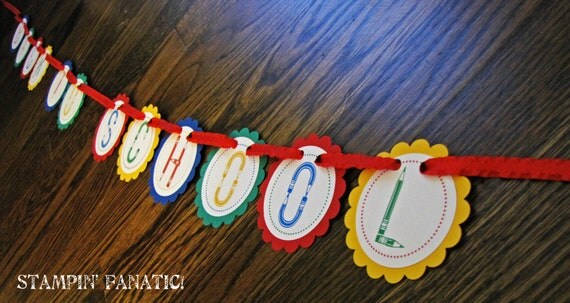 Back to School Banner. School Days, Welcome Back. School Banner with crayons. Primary Colors. Classroom Banner. Il_570xn