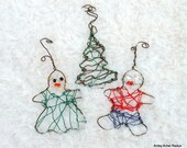 Tree ornaments hand crafted  copper wire set of boy girl tree - AntsyArtist