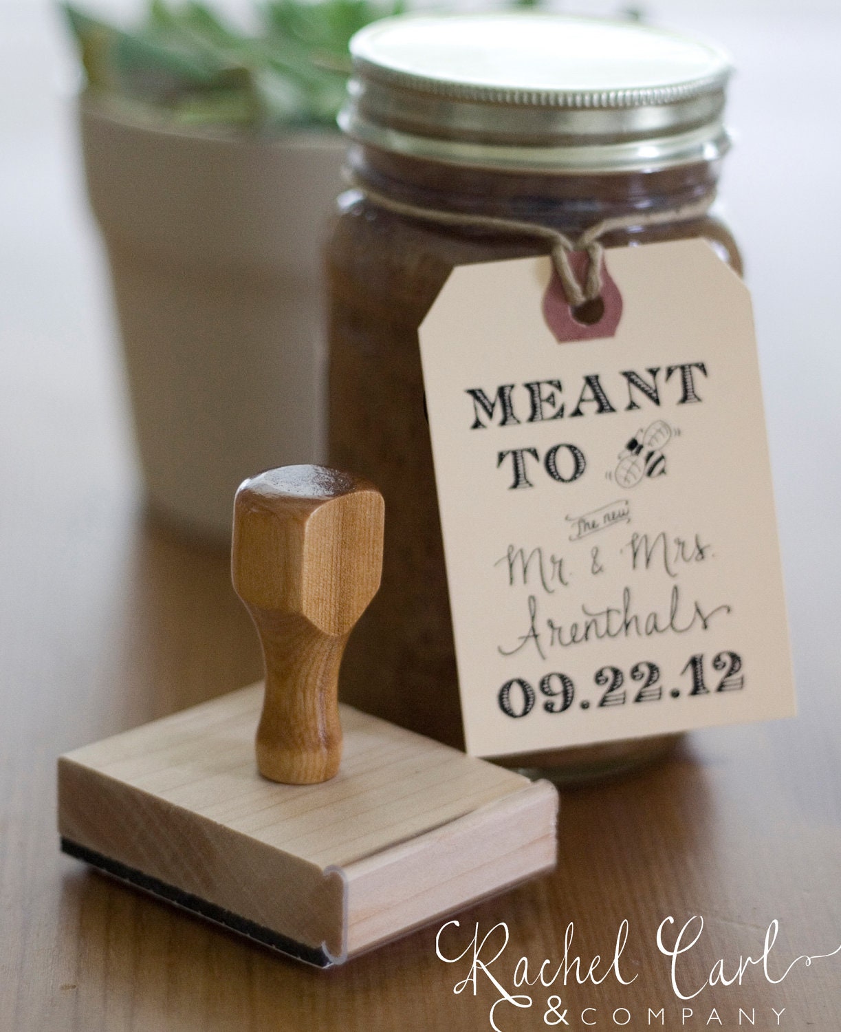 Meant to Bee Wedding Favor Tags Shower Favor Vintage Wedding Custom Personalized Calligraphy Stamp for Honey Jars or Wedding Treats