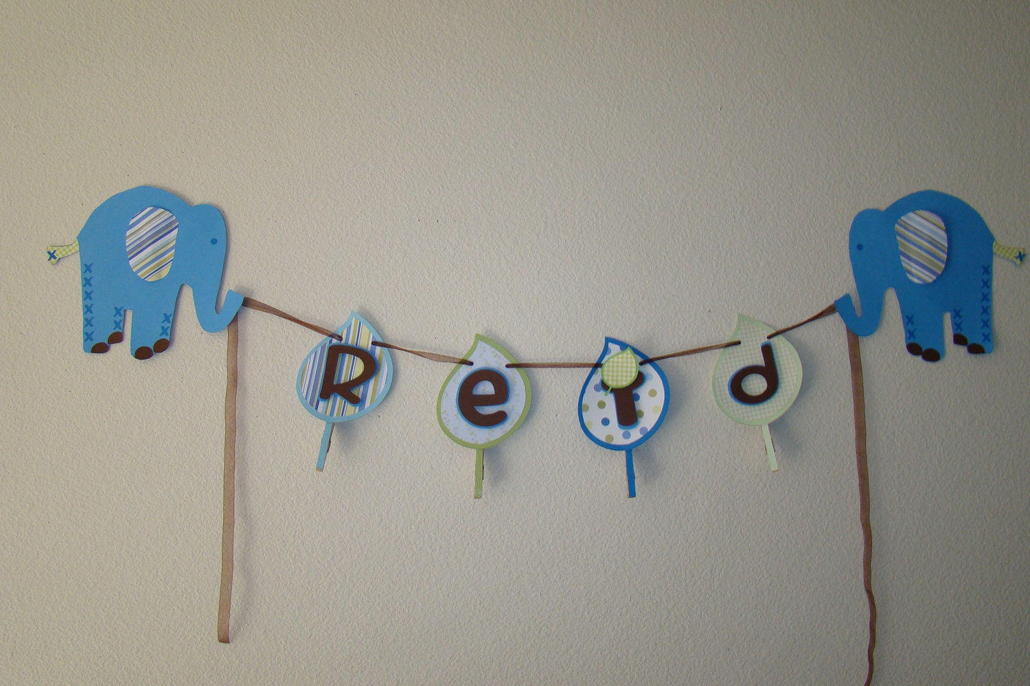 Pottery Eli Elephant Art Photo Banner Name Hanging Room Decor Display