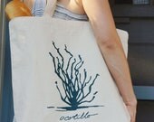 Natural Cotton Canvas Ocotillo Succulent Tote and Grocery Bag