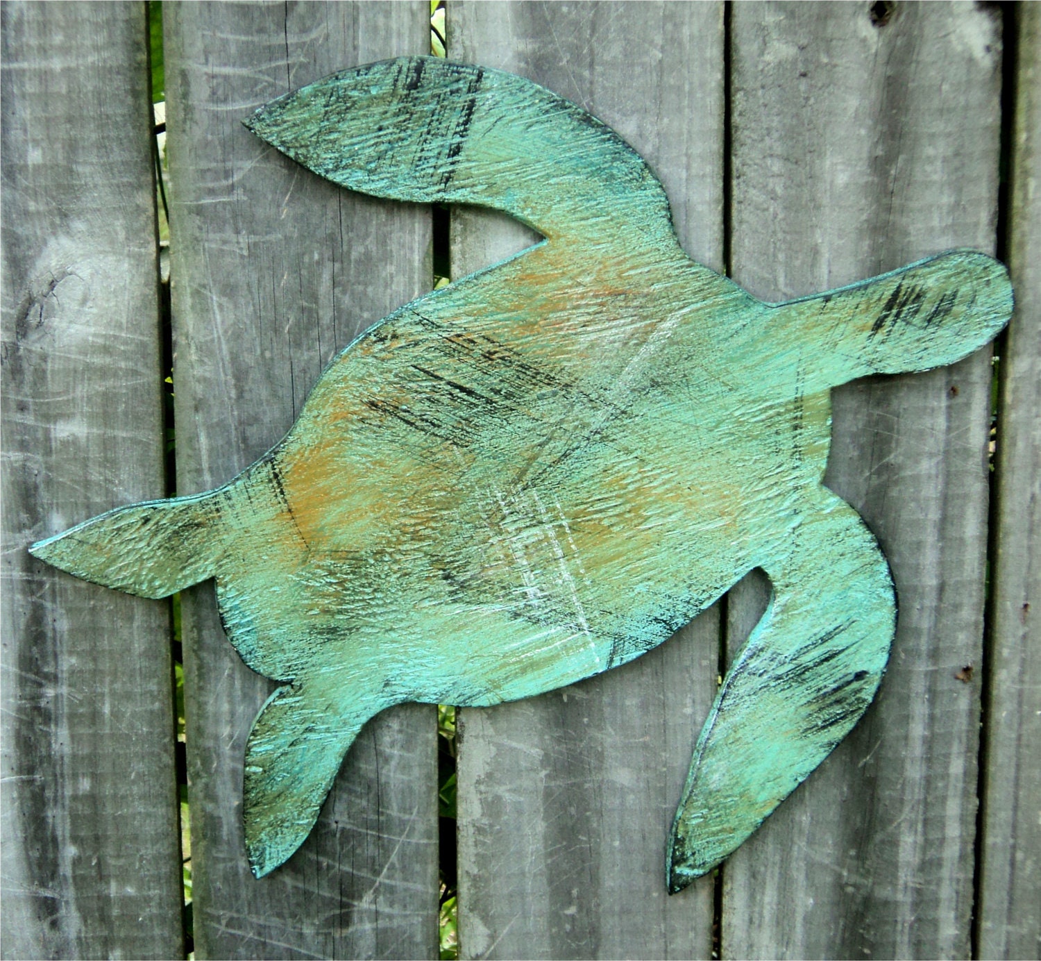 Beach-y Wooden Sea Turtle, Rustic, Casual Cottage Decor