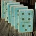 Wooden Dominoes, Blues and Greens, Beach-y Cottage Decor, Vintage Style Shelf Sitters