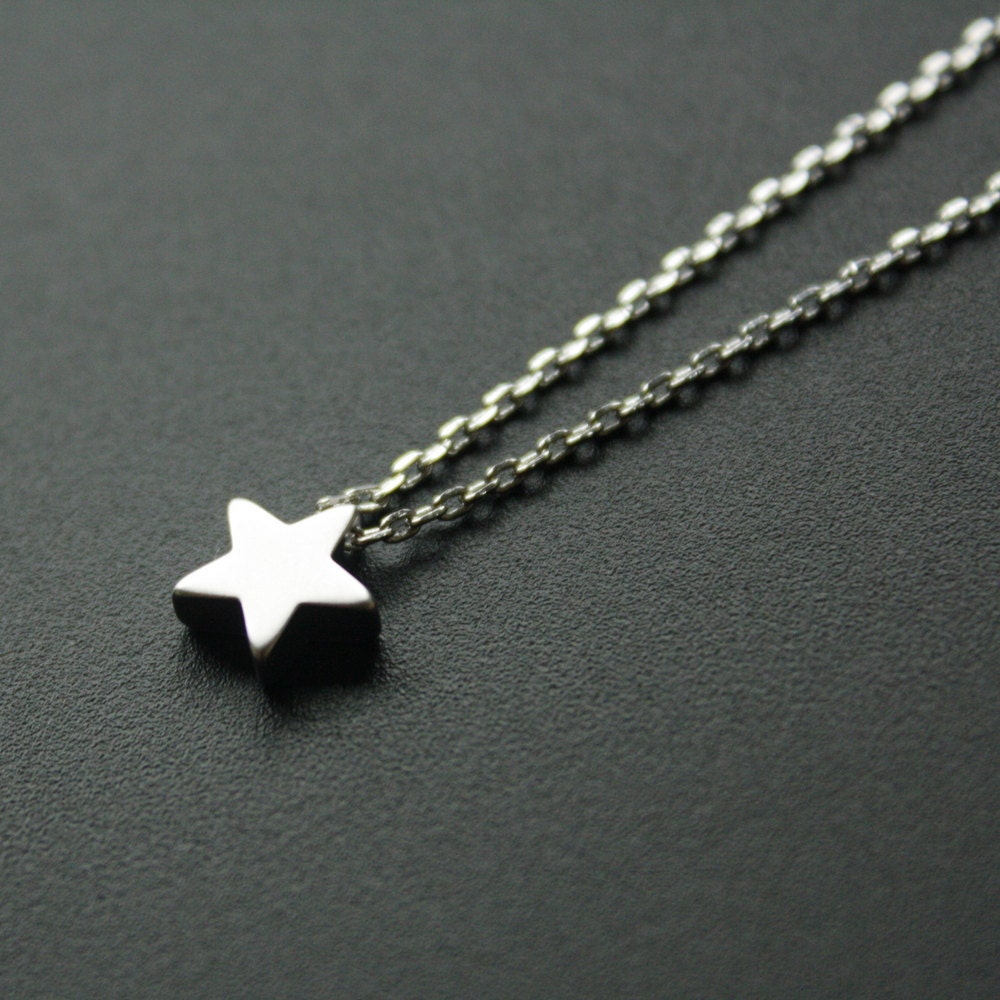 Pendant Necklace Tiny Silver Star Necklace