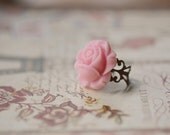 Evermore Antique Bronze Filigree Rose Ring (Pale Pink)