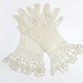 Vintage Crochet Lace Gloves in Ecru Flared Wrist Gauntlet Fishnet Bridal Wedding