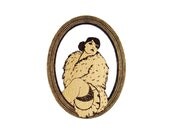 Francesca- gold,walnut brooch