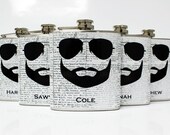 Groomsmen Gift Mustache Beard Flasks 5 Custom Bridal Party Favors Bachelor Party Aviators Mens Stainless Steel 6 oz Liquor Hip Flask LC-1118