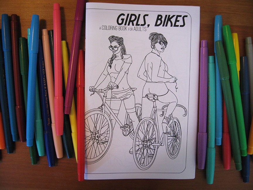 Girls On Bikes - Pin-Up Girl Art Coloring Book for Bike Lovers from Scarlet Tentacle