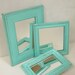 Shabby Chic Home Decor Aqua Turquoise Mirror Set Distressed Wood Frames Wall Decor