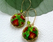 Autumn Jewelry - Leaves handpainted earrings - nature inspired jewelry - artisan jewelry - unique jewelry