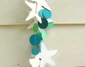 Sewn Paper Starfish Garland, Tropical Beach Wedding Decor, 8 feet in White, Aqua, Turquoise & Seafoam