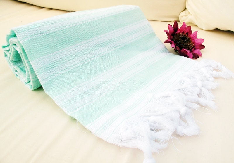 Organic Peshtemal ,Mint White Eco Friendly,Natural %100 COTTON,High Quality Hand Woven Turkish Cotton Bath,Beach,Spa,Yoga,Pool Towel
