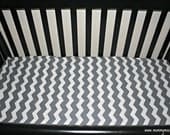 Custom Chevron Crib Sheet Baby Bedding for Toddler or Babies in Grey, Hot Pink, Turquoise, Black or Yellow and White by Mommy Moxie on Etsy