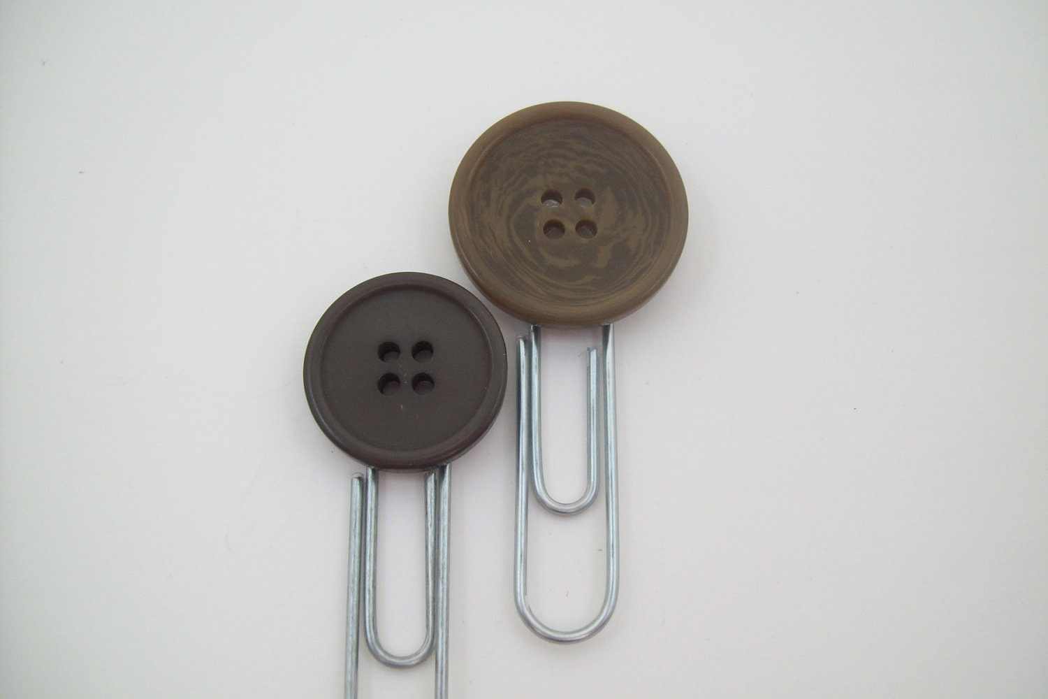 PAPERCLIPS - 2 Giant Translucent Paperclips with Vintage Buttons
