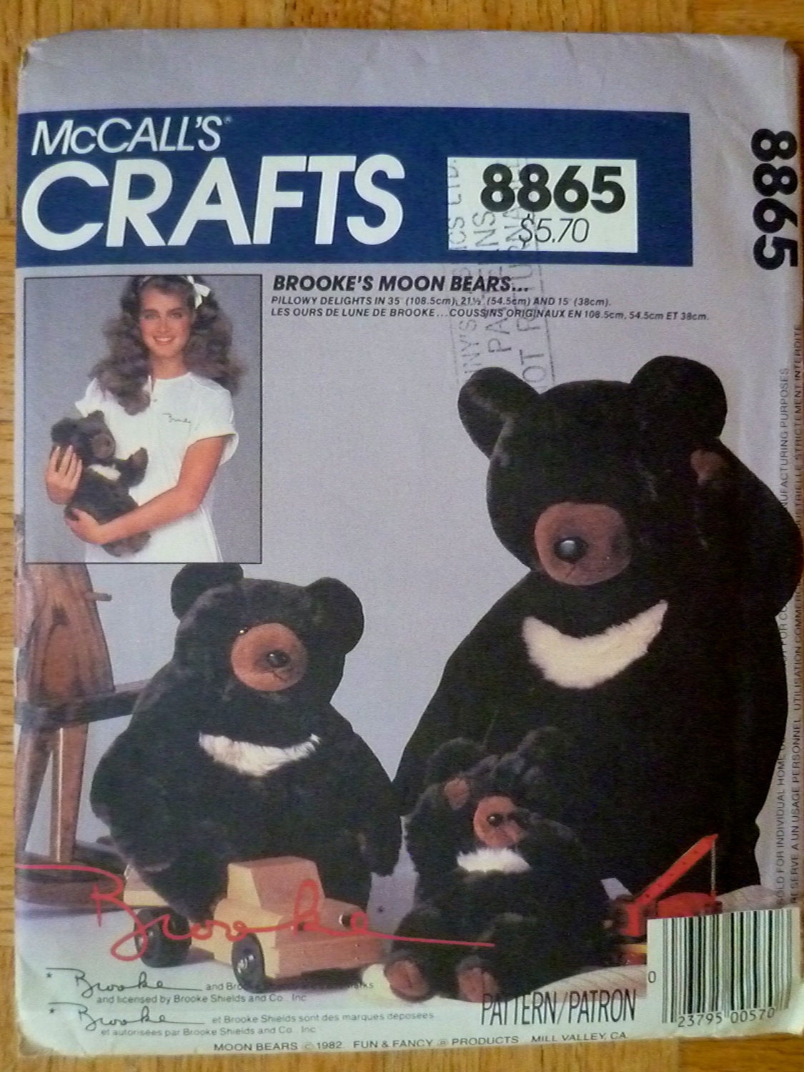 Brooke Shields Bear Dolls Sewing Pattern McCalls 8865 UNCUT